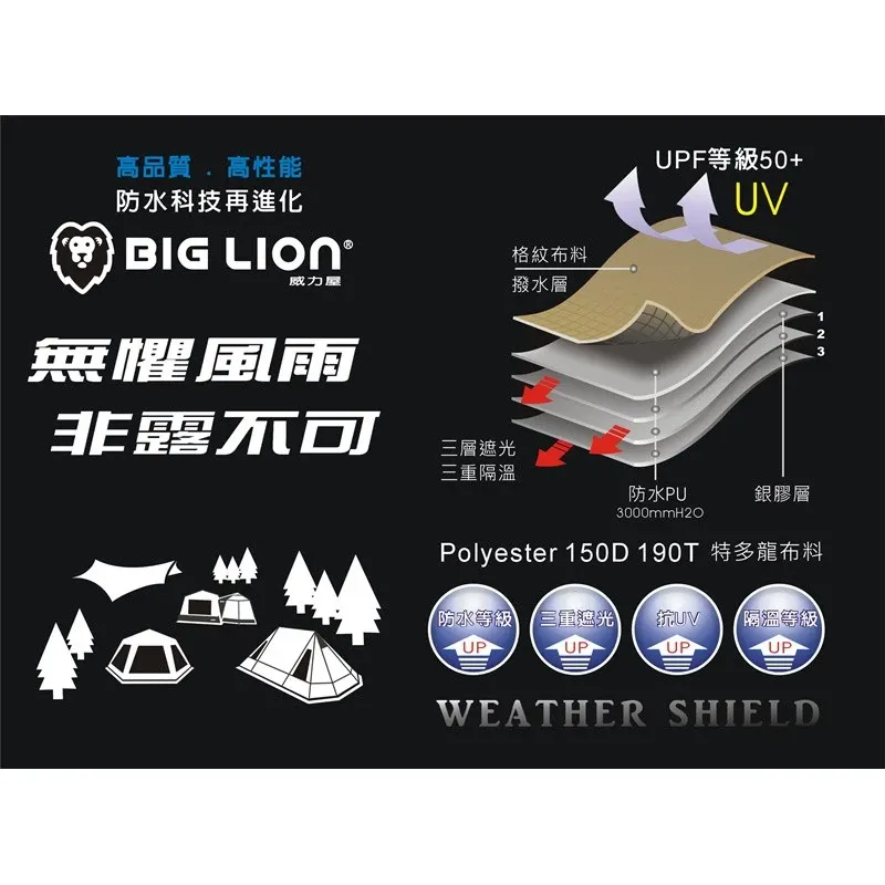 BIG LION威力屋 380 簡易延伸客廳帳〈BL-380W〉【送鍛造營釘】《EcoCamp艾科露營戶外用品》
