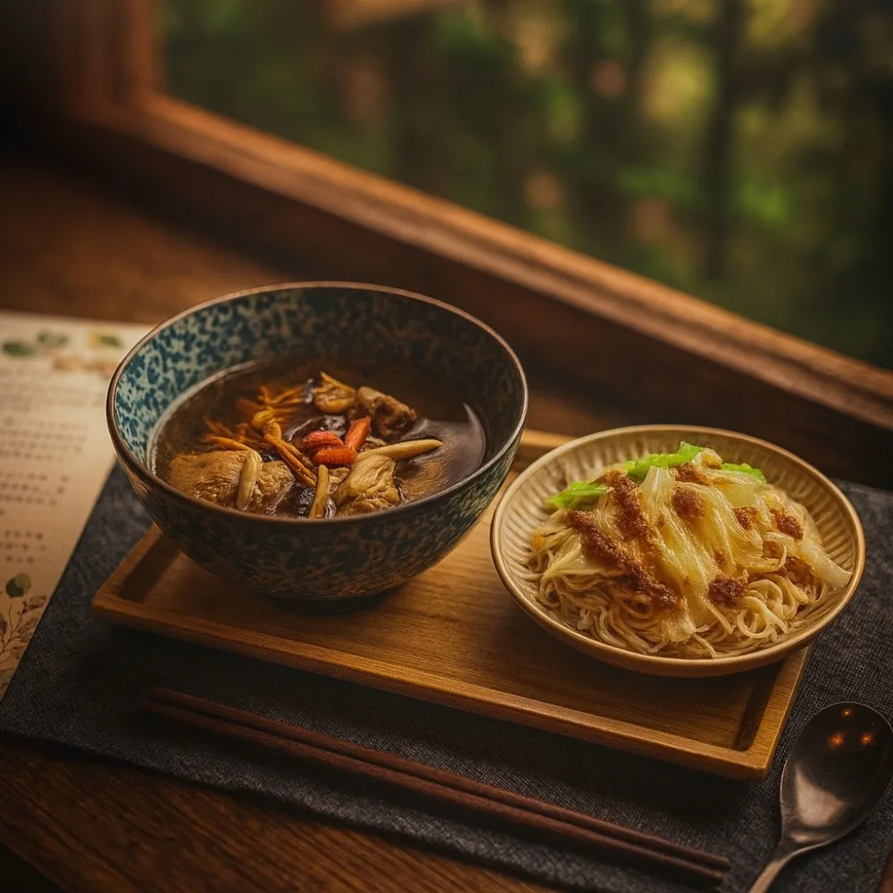 GIINN Glamping 冬季限定早餐｜百菇雞湯 × 麻油薑拌小麥麵