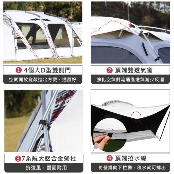 Outdoorbase彩繪天空 4D歡樂別墅帳篷【綠色工場】SKYPAINTER 一房一廳 隧道帳 黑膠帳 別墅帳