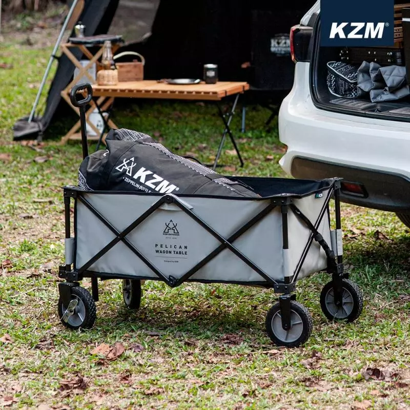 KZM 多功能可開式手拉車【綠色工場】推車 拉車 手推車 折疊式拖車 露營推車 寵物推車 小孩推車 購物拉車 煞車功能